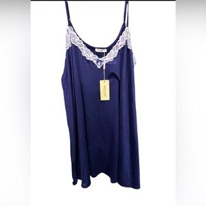 Elegant Blue Lace Trim Nightgown